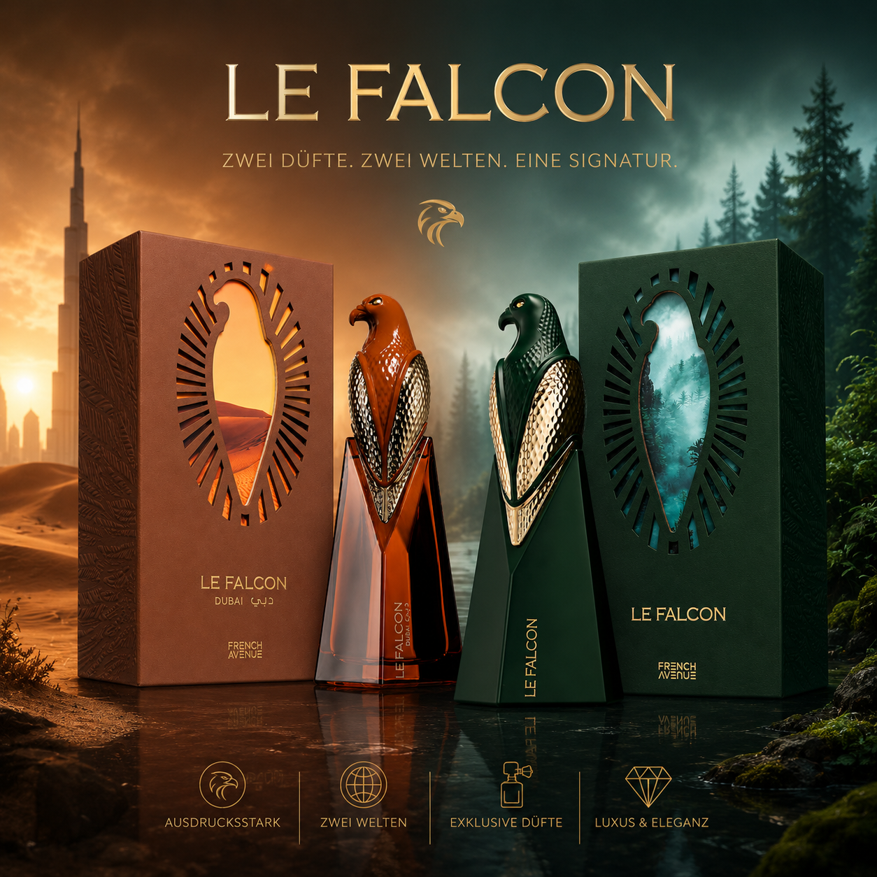 French Avenue Le Falcon Eau de Parfum 100 ml – Würzig-Lederiger Unisex Duft | Warm & Luxuriös