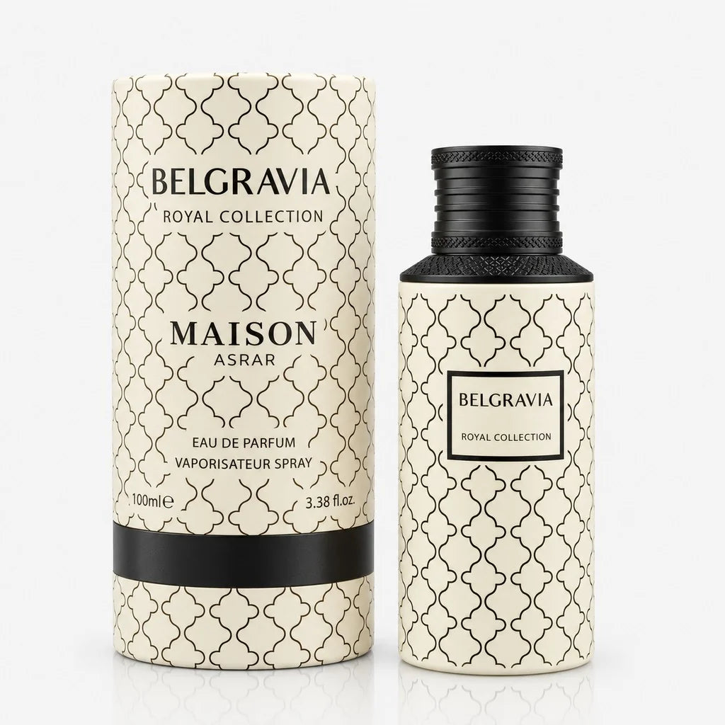 Maison Asrar Belgravia Eau de Parfum 100 ml – Süß-Zitrischer Unisex Duft | Bergamotte, Karamell, Vetiver & Moschus